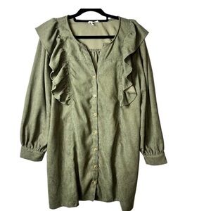Entro green button up dress women’s size 1X‎